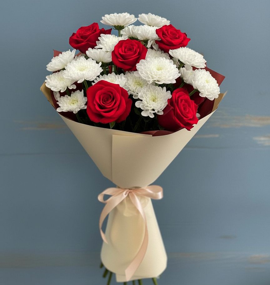 Букет цветов из: Розы и Хризантемы в Тюкалинске