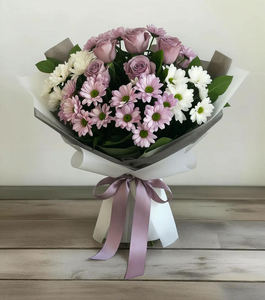 Букет цветов из: Хризантемы и Розы в Тюкалинске