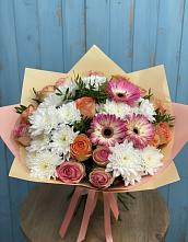 Букет цветов из:  Розы, Герберы и Хризантемы в Тюкалинске