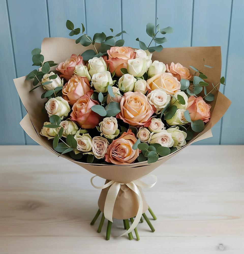 Букет цветов из: Альстромерии и Розы в Тюкалинске