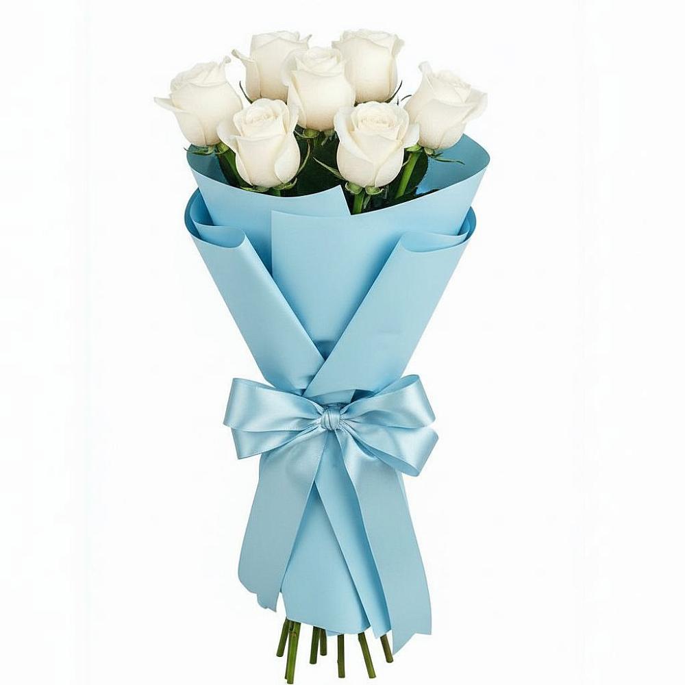Букет 7 белых роз Проуд в Тюкалинске