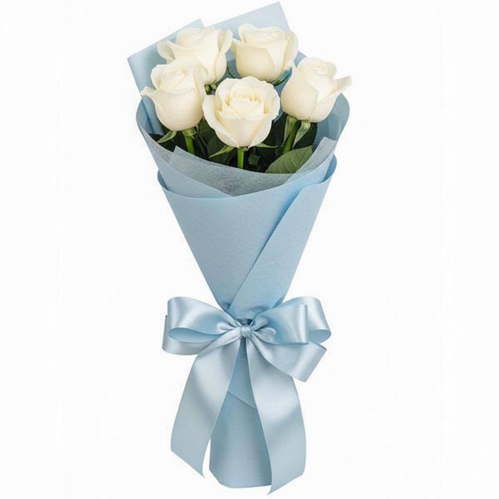 Букет 5 Белых роз Проуд в Тюкалинске
