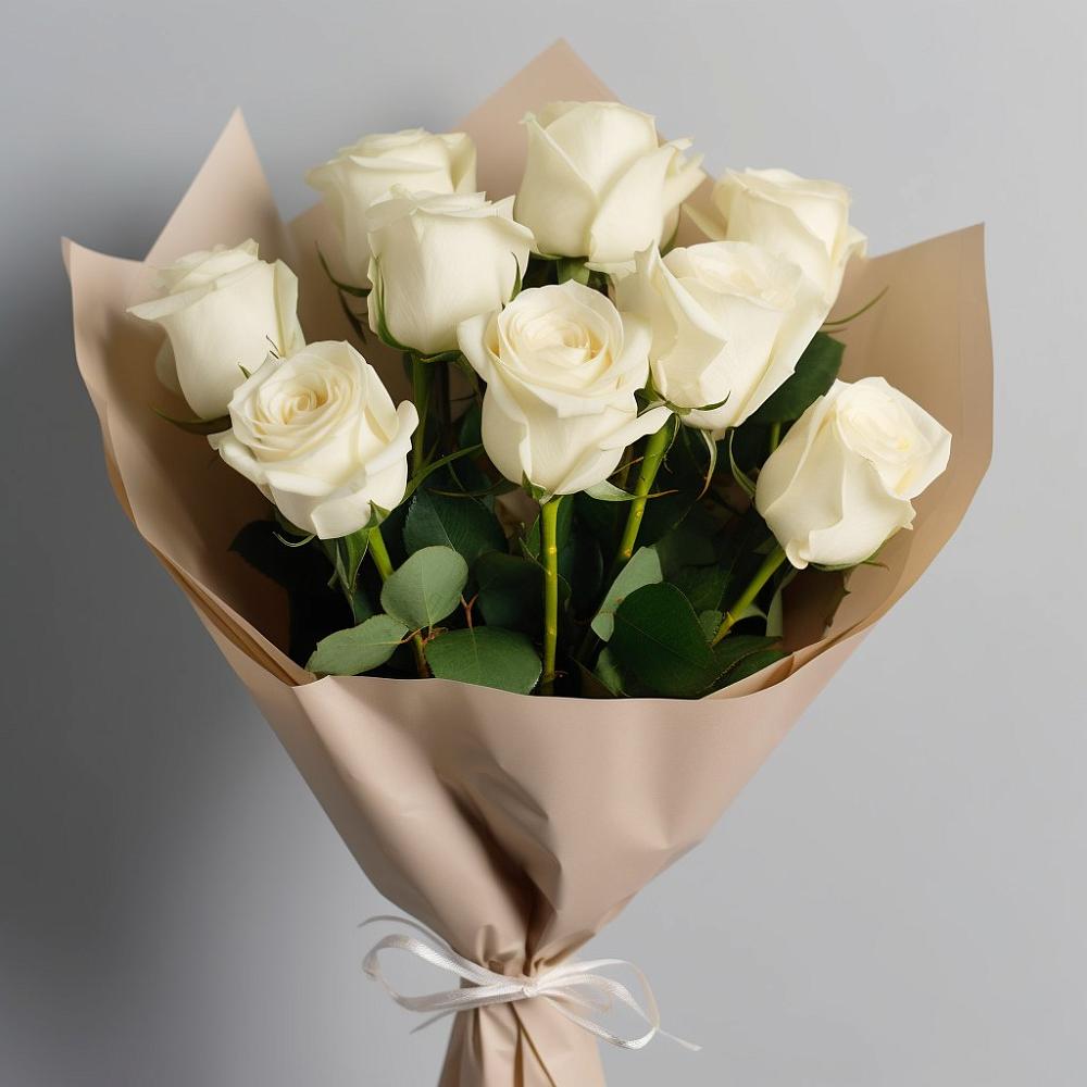 Букет 9 Белых роз Эдлесс Лав в Тюкалинске