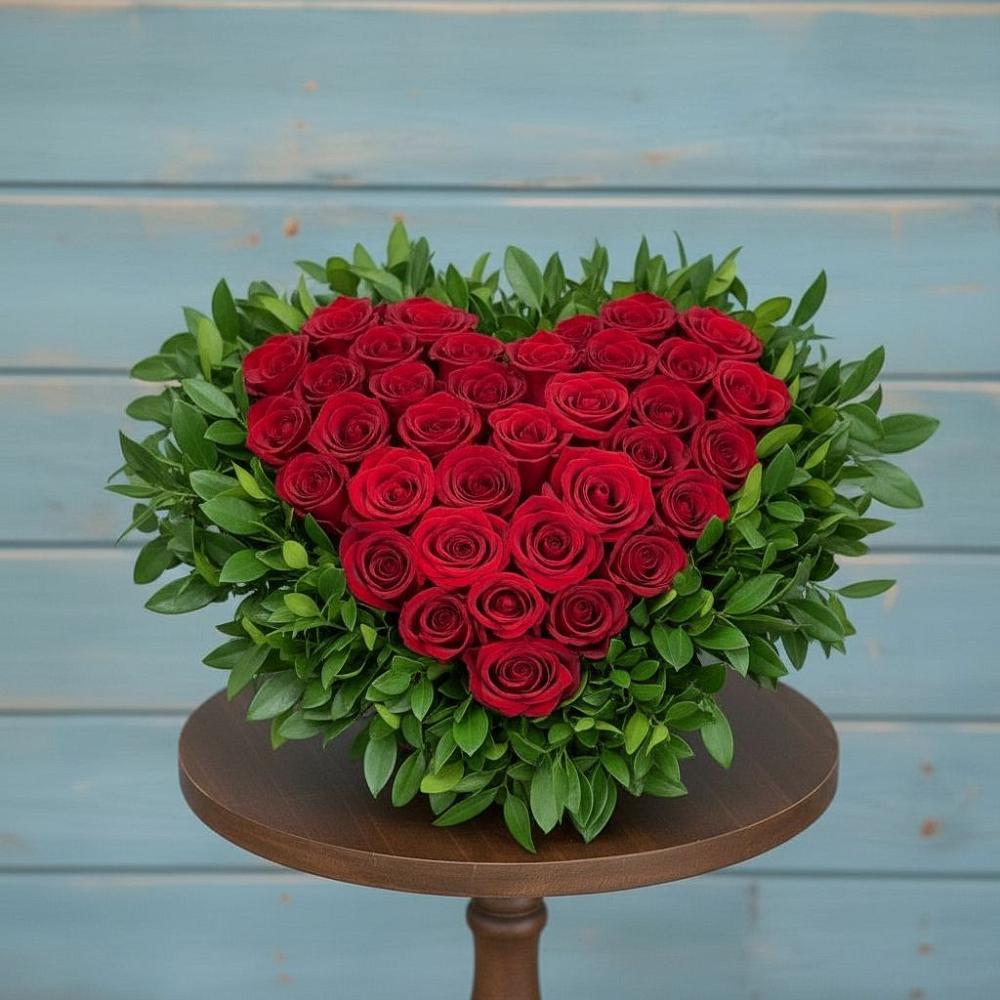 Цветочная композиция из Розы в виде сердца в Тюкалинске