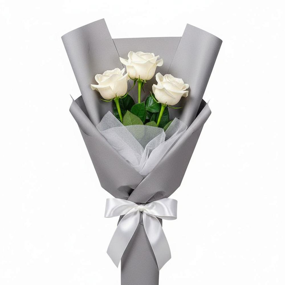 Букет 3 белые розы в Тюкалинске