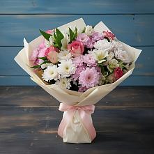 Букет цветов из:  Хризантемы, Альстромерии и Розы в Тюкалинске