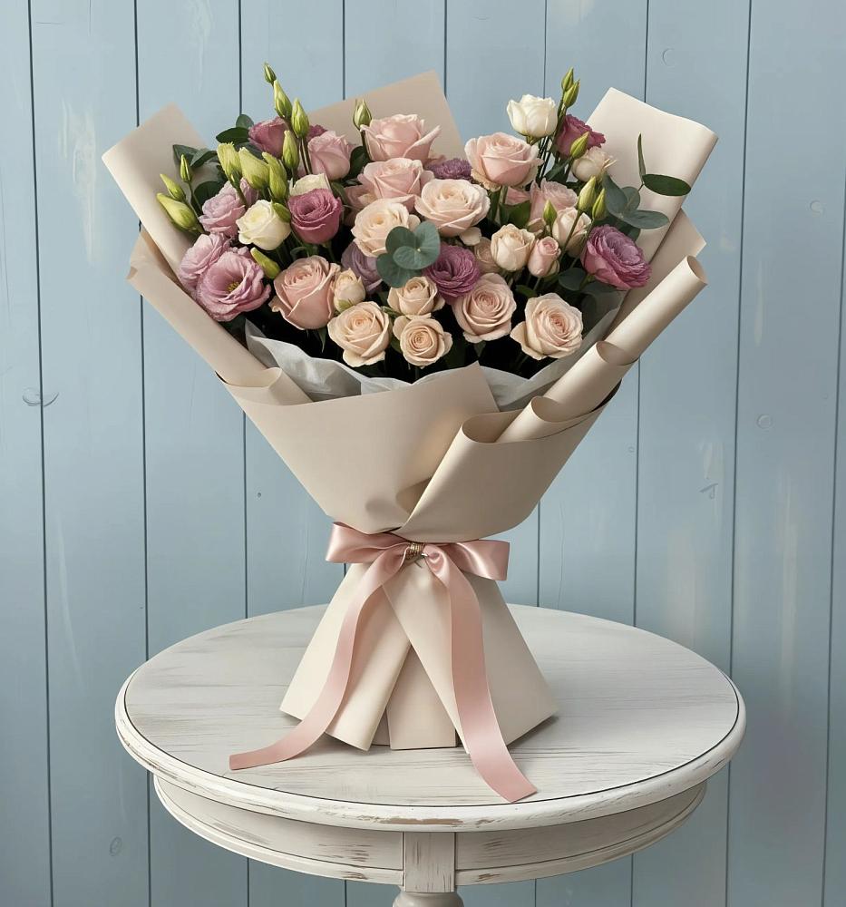 Букет цветов из: Розы и Лизиантусы в Тюкалинске