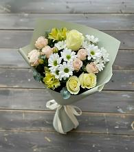 Букет цветов из:  Альстромерии, Розы и Хризантемы в Тюкалинске
